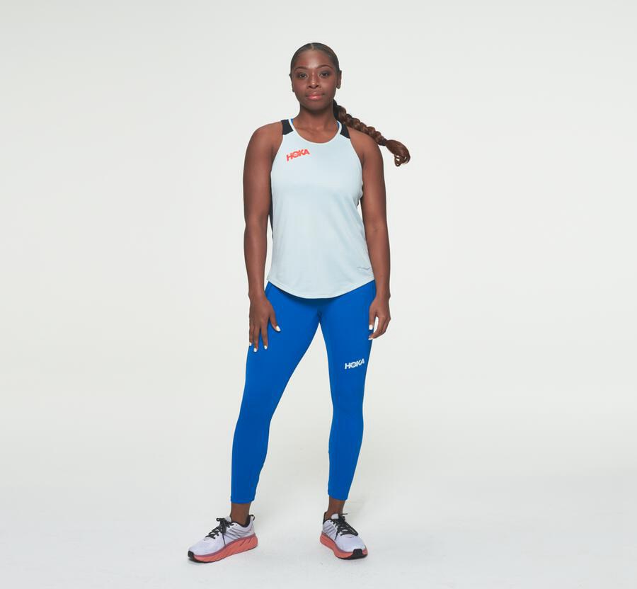 Top Hoka One One Mujer - Performance Tank - Azules/Negras - HRL683142